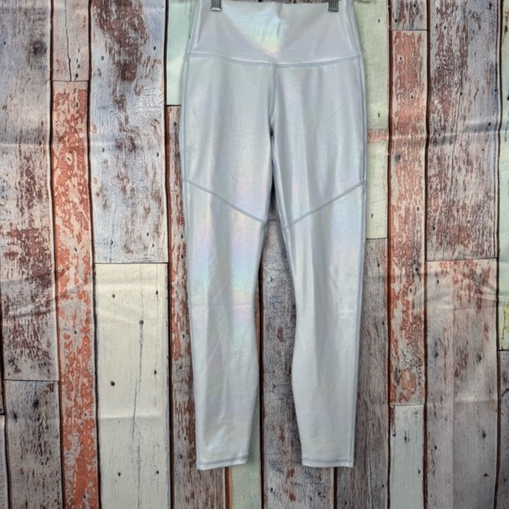 Fabletics XS Leggings‎ Women's Blue Iridescent High Waist Cropped Capris Workout